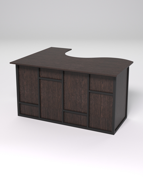 Стол эргономичный офисный СЭ-14А (правосторонний) СТРОНГ в стиле ЛОФТ декор №3, Дуб Венге