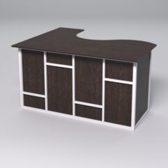 Стол эргономичный офисный СЭ-14А (правосторонний) СТРОНГ в стиле ЛОФТ декор №3, Дуб Венге + металлический каркас Белый