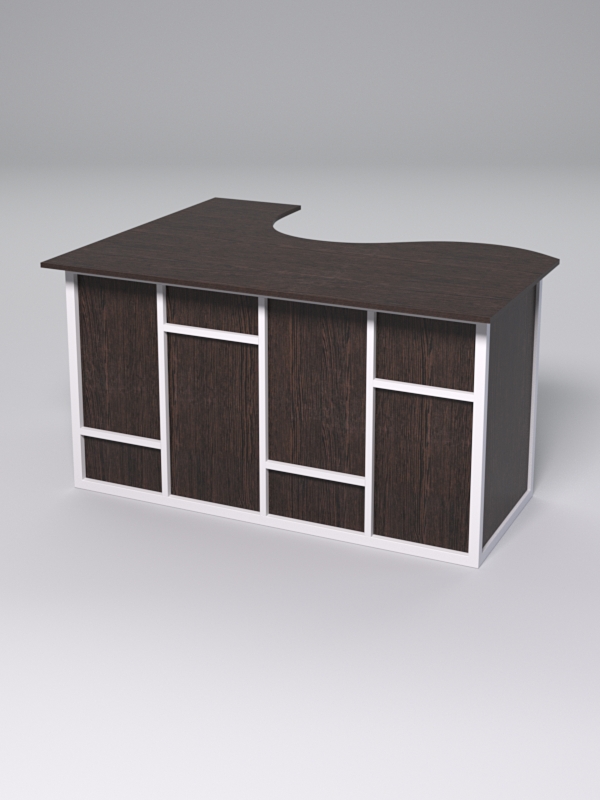 Стол эргономичный офисный СЭ-14А (правосторонний) СТРОНГ в стиле ЛОФТ декор №3, Дуб Венге + металлический каркас Белый