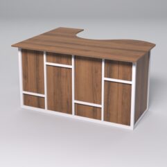 Стол эргономичный офисный СЭ-14А (правосторонний) СТРОНГ в стиле ЛОФТ декор №3, Орех + металлический каркас Белый