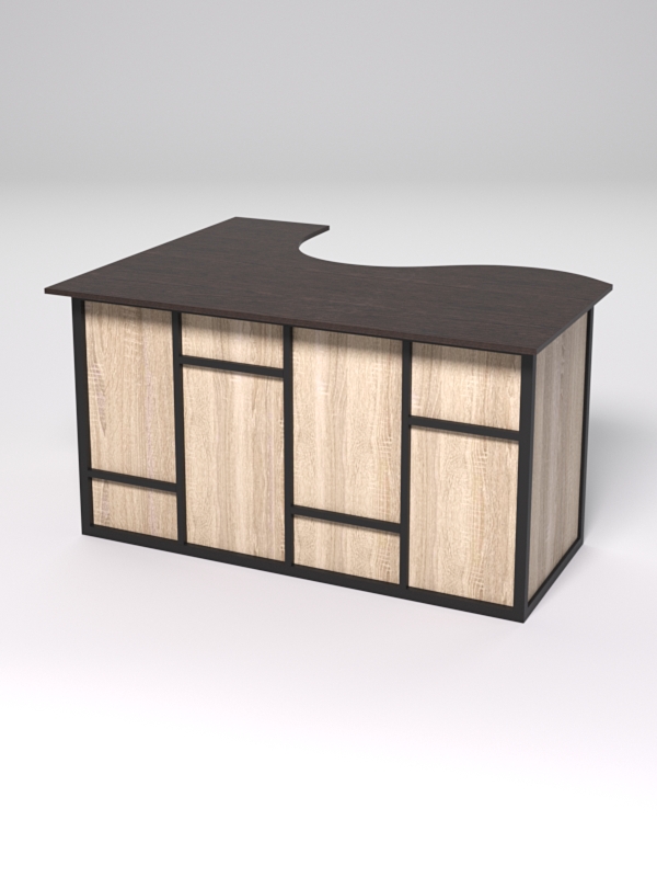 Стол эргономичный офисный СЭ-14А (правосторонний) СТРОНГ в стиле ЛОФТ декор №3, Дуб Венге и Дуб Сонома