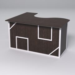 Стол эргономичный офисный СЭ-14А (правосторонний) СТРОНГ в стиле ЛОФТ декор №4, Дуб Венге + металлический каркас Белый