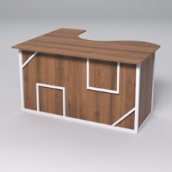 Стол эргономичный офисный СЭ-14А (правосторонний) СТРОНГ в стиле ЛОФТ декор №4, Орех + металлический каркас Белый