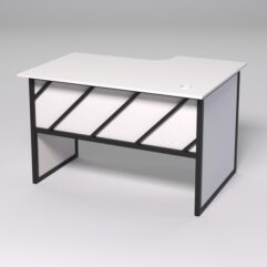 Стол эргономичный офисный СЭ-15 (левосторонний) СТРОНГ в стиле ЛОФТ декор №2, Белый