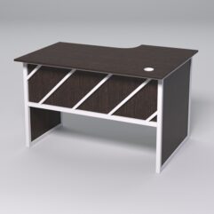 Стол эргономичный офисный СЭ-15 (левосторонний) СТРОНГ в стиле ЛОФТ декор №2, Дуб Венге + металлический каркас Белый