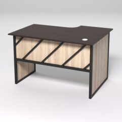 Стол эргономичный офисный СЭ-15 (левосторонний) СТРОНГ в стиле ЛОФТ декор №2, Дуб Венге и Дуб Сонома