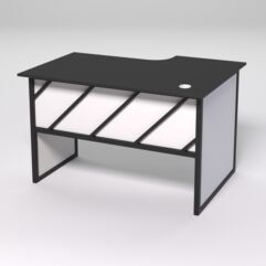 Стол эргономичный офисный СЭ-15 (левосторонний) СТРОНГ в стиле ЛОФТ декор №2, Черный и Белый