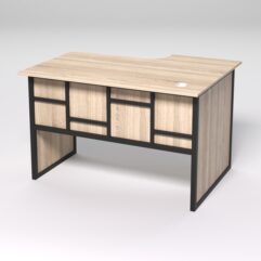 Стол эргономичный офисный СЭ-15 (левосторонний) СТРОНГ в стиле ЛОФТ декор №3, Дуб Сонома