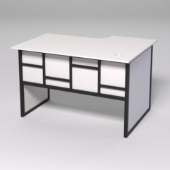 Стол эргономичный офисный СЭ-15 (левосторонний) СТРОНГ в стиле ЛОФТ декор №3, Белый