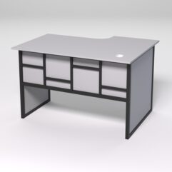 Стол эргономичный офисный СЭ-15 (левосторонний) СТРОНГ в стиле ЛОФТ декор №3, Серый