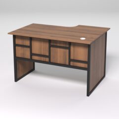 Стол эргономичный офисный СЭ-15 (левосторонний) СТРОНГ в стиле ЛОФТ декор №3, Орех