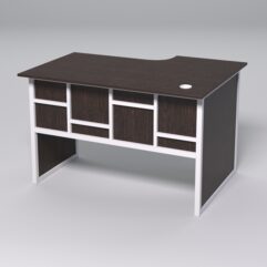 Стол эргономичный офисный СЭ-15 (левосторонний) СТРОНГ в стиле ЛОФТ декор №3, Дуб Венге + металлический каркас Белый