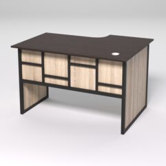 Стол эргономичный офисный СЭ-15 (левосторонний) СТРОНГ в стиле ЛОФТ декор №3, Дуб Венге и Дуб Сонома