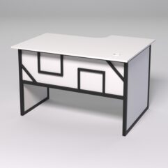 Стол эргономичный офисный СЭ-15 (левосторонний) СТРОНГ в стиле ЛОФТ декор №4, Белый