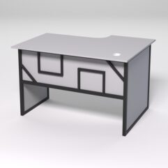 Стол эргономичный офисный СЭ-15 (левосторонний) СТРОНГ в стиле ЛОФТ декор №4, Серый