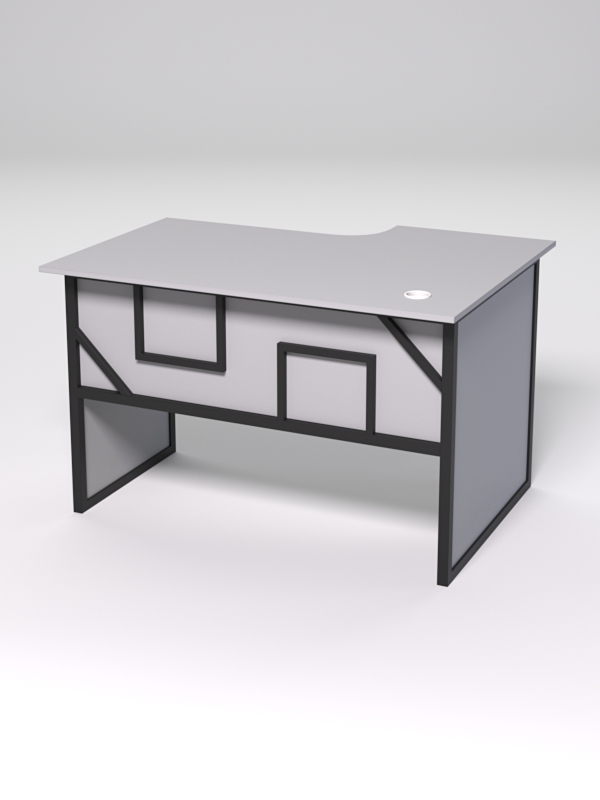 Стол эргономичный офисный СЭ-15 (левосторонний) СТРОНГ в стиле ЛОФТ декор №4, Серый