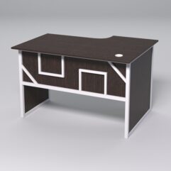 Стол эргономичный офисный СЭ-15 (левосторонний) СТРОНГ в стиле ЛОФТ декор №4, Дуб Венге + металлический каркас Белый