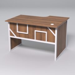 Стол эргономичный офисный СЭ-15 (левосторонний) СТРОНГ в стиле ЛОФТ декор №4, Орех + металлический каркас Белый