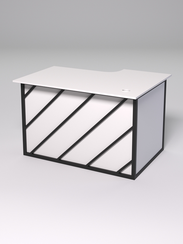 Стол эргономичный офисный СЭ-15А (левосторонний) СТРОНГ в стиле ЛОФТ декор №2, Белый