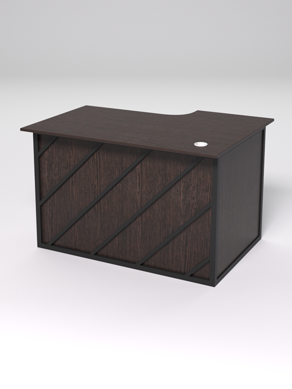 Стол эргономичный офисный СЭ-15А (левосторонний) СТРОНГ в стиле ЛОФТ декор №2, Дуб Венге