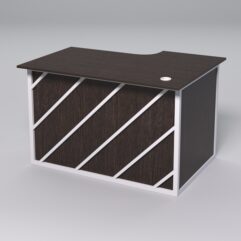 Стол эргономичный офисный СЭ-15А (левосторонний) СТРОНГ в стиле ЛОФТ декор №2, Дуб Венге + металлический каркас Белый