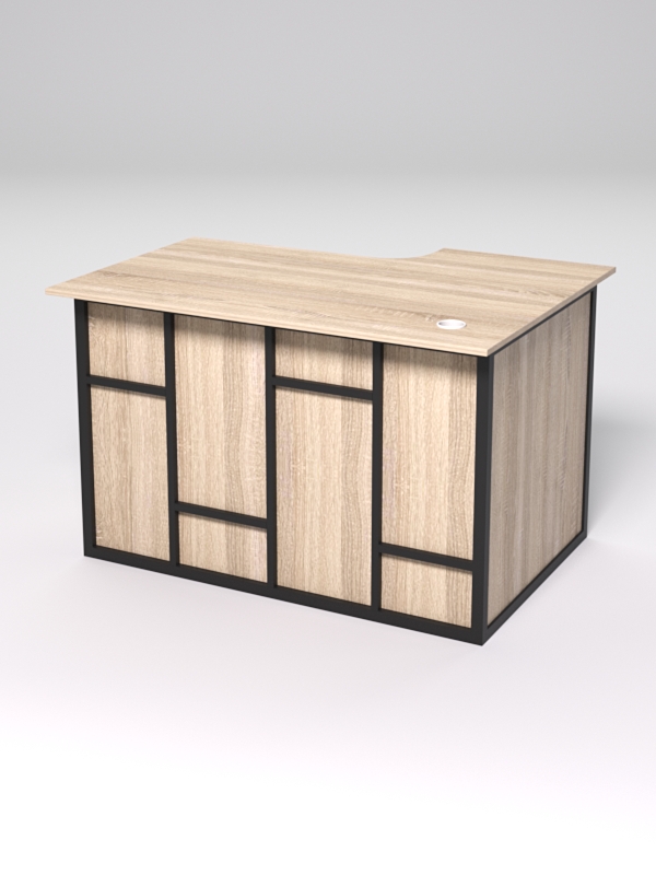 Стол эргономичный офисный СЭ-15А (левосторонний) СТРОНГ в стиле ЛОФТ декор №3, Дуб Сонома