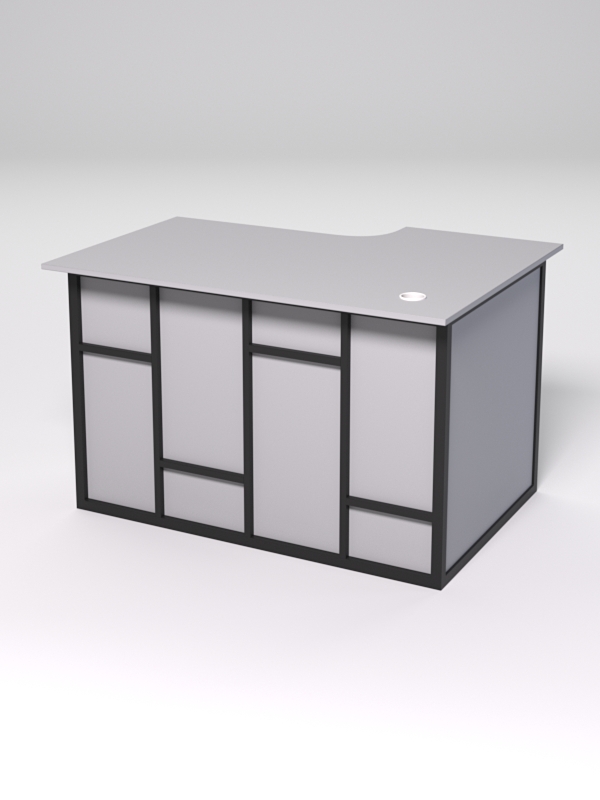 Стол эргономичный офисный СЭ-15А (левосторонний) СТРОНГ в стиле ЛОФТ декор №3, Серый