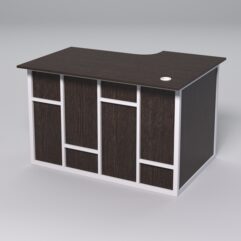 Стол эргономичный офисный СЭ-15А (левосторонний) СТРОНГ в стиле ЛОФТ декор №3, Дуб Венге + металлический каркас Белый