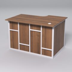 Стол эргономичный офисный СЭ-15А (левосторонний) СТРОНГ в стиле ЛОФТ декор №3, Орех + металлический каркас Белый