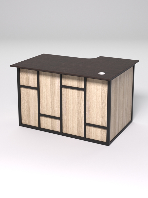 Стол эргономичный офисный СЭ-15А (левосторонний) СТРОНГ в стиле ЛОФТ декор №3, Дуб Венге и Дуб Сонома