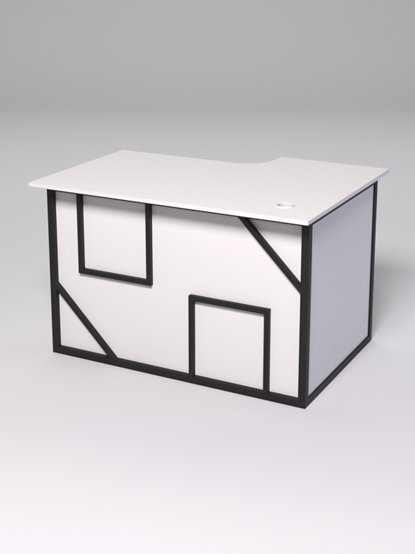 Стол эргономичный офисный СЭ-15А (левосторонний) СТРОНГ в стиле ЛОФТ декор №4, Белый