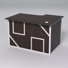 Стол эргономичный офисный СЭ-15А (левосторонний) СТРОНГ в стиле ЛОФТ декор №4, Дуб Венге + металлический каркас Белый