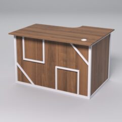 Стол эргономичный офисный СЭ-15А (левосторонний) СТРОНГ в стиле ЛОФТ декор №4, Орех + металлический каркас Белый