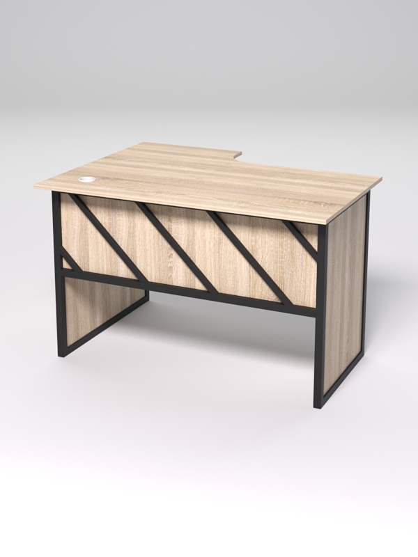 Стол эргономичный офисный СЭ-16 (правосторонний) СТРОНГ в стиле ЛОФТ декор №2, Дуб Сонома