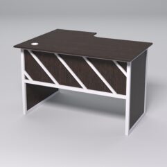 Стол эргономичный офисный СЭ-16 (правосторонний) СТРОНГ в стиле ЛОФТ декор №2, Дуб Венге + металлический каркас Белый