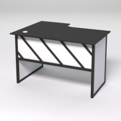 Стол эргономичный офисный СЭ-16 (правосторонний) СТРОНГ в стиле ЛОФТ декор №2, Черный и Белый