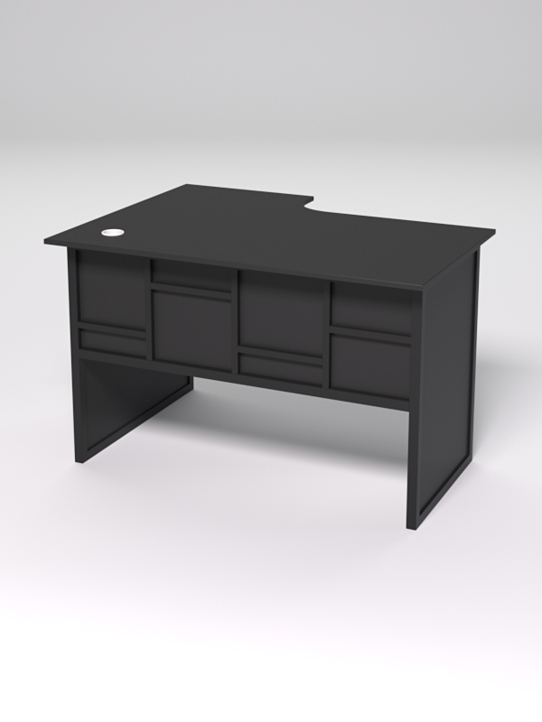 Стол эргономичный офисный СЭ-16 (правосторонний) СТРОНГ в стиле ЛОФТ декор №3, Черный