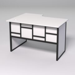 Стол эргономичный офисный СЭ-16 (правосторонний) СТРОНГ в стиле ЛОФТ декор №3, Белый