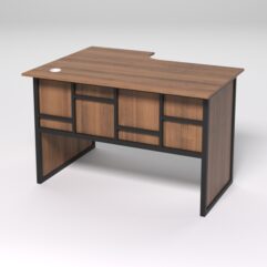 Стол эргономичный офисный СЭ-16 (правосторонний) СТРОНГ в стиле ЛОФТ декор №3, Орех