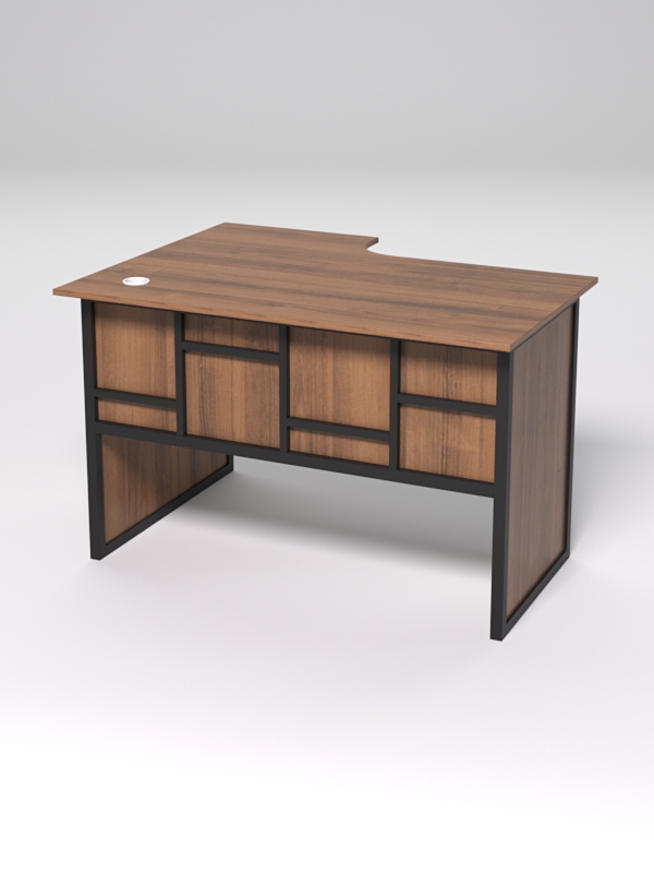 Стол эргономичный офисный СЭ-16 (правосторонний) СТРОНГ в стиле ЛОФТ декор №3, Орех