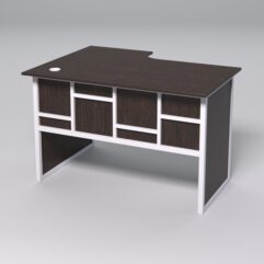 Стол эргономичный офисный СЭ-16 (правосторонний) СТРОНГ в стиле ЛОФТ декор №3, Дуб Венге + металлический каркас Белый