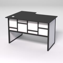 Стол эргономичный офисный СЭ-16 (правосторонний) СТРОНГ в стиле ЛОФТ декор №3, Черный и Белый