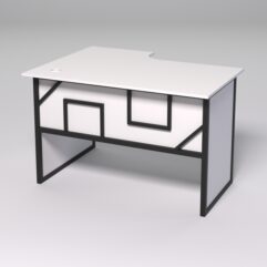 Стол эргономичный офисный СЭ-16 (правосторонний) СТРОНГ в стиле ЛОФТ декор №4, Белый