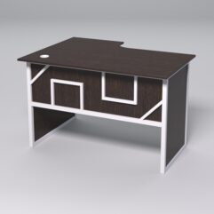 Стол эргономичный офисный СЭ-16 (правосторонний) СТРОНГ в стиле ЛОФТ декор №4, Дуб Венге + металлический каркас Белый