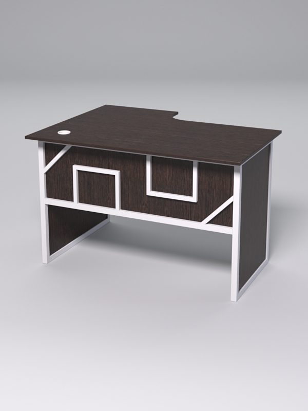 Стол эргономичный офисный СЭ-16 (правосторонний) СТРОНГ в стиле ЛОФТ декор №4, Дуб Венге + металлический каркас Белый