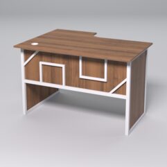 Стол эргономичный офисный СЭ-16 (правосторонний) СТРОНГ в стиле ЛОФТ декор №4, Орех + металлический каркас Белый