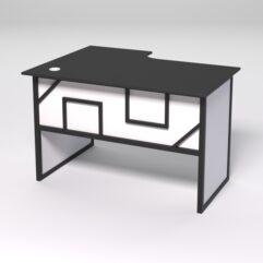 Стол эргономичный офисный СЭ-16 (правосторонний) СТРОНГ в стиле ЛОФТ декор №4, Черный и Белый