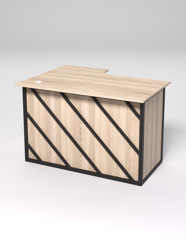 Стол эргономичный офисный СЭ-16А (правосторонний) СТРОНГ в стиле ЛОФТ декор №2, Дуб Сонома