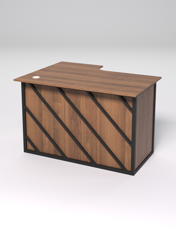 Стол эргономичный офисный СЭ-16А (правосторонний) СТРОНГ в стиле ЛОФТ декор №2, Орех