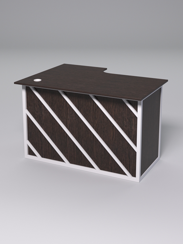 Стол эргономичный офисный СЭ-16А (правосторонний) СТРОНГ в стиле ЛОФТ декор №2, Дуб Венге + металлический каркас Белый